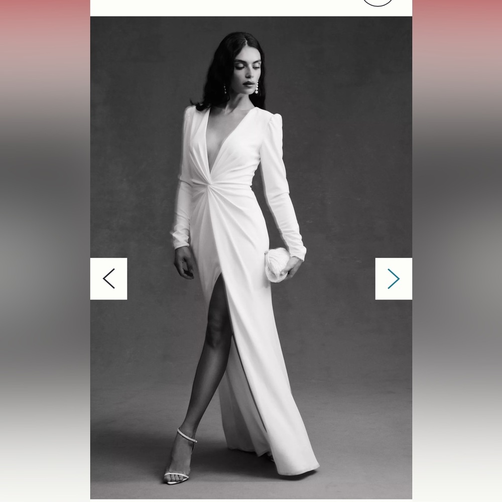 Tadashi Shoji Dawson Long-Sleeve Crepe Wedding Gown